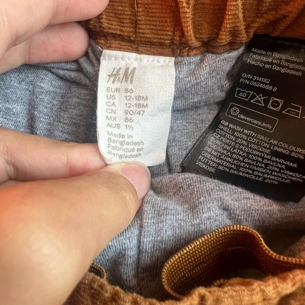 H&M Brown Corduroy Kids Pants 12-18M